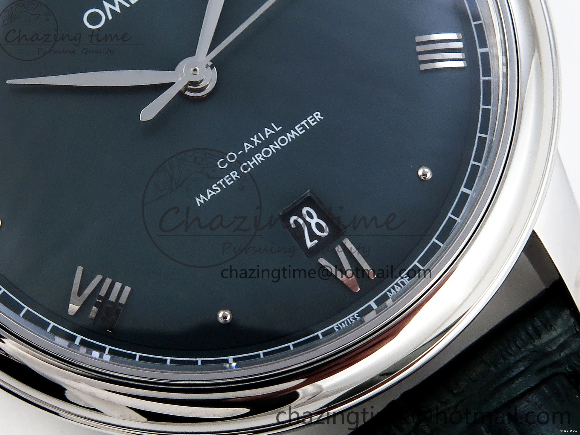 0215 Tailored De Ville Date SS MKF 1:1 Best Edition Dark Gray Dial Roman Marker on Black Leather Strap A 7740
